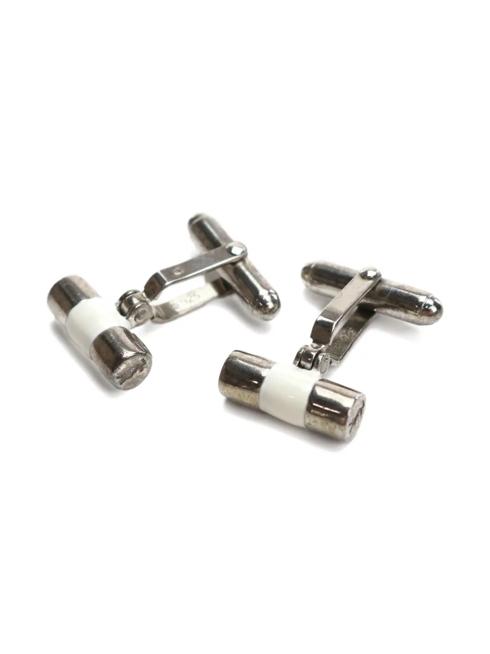 Saint Laurent enamelled cylindrical cufflinks Zilver
