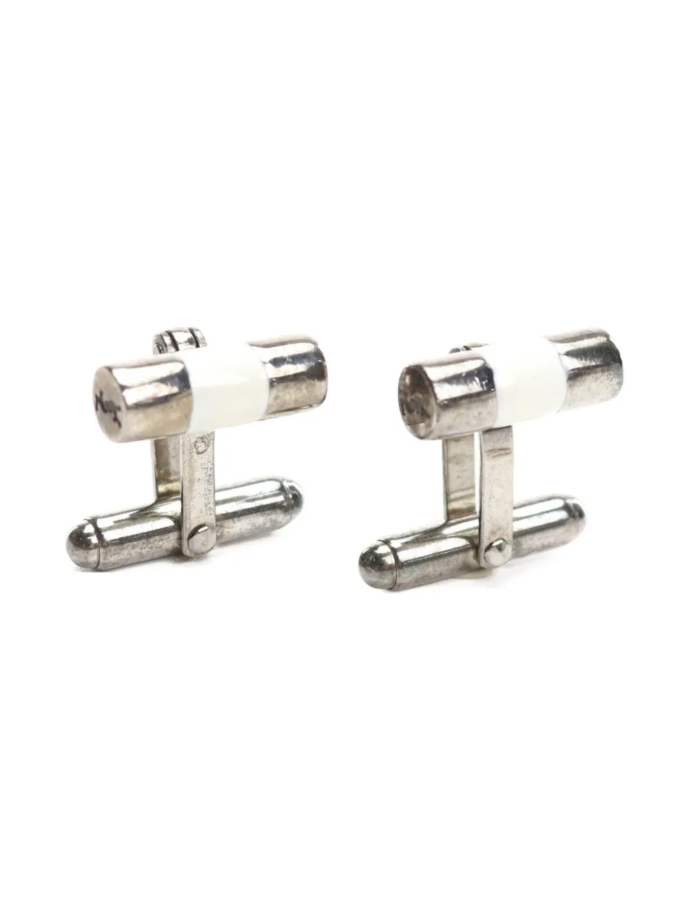 Saint Laurent enamelled cylindrical cufflinks Zilver