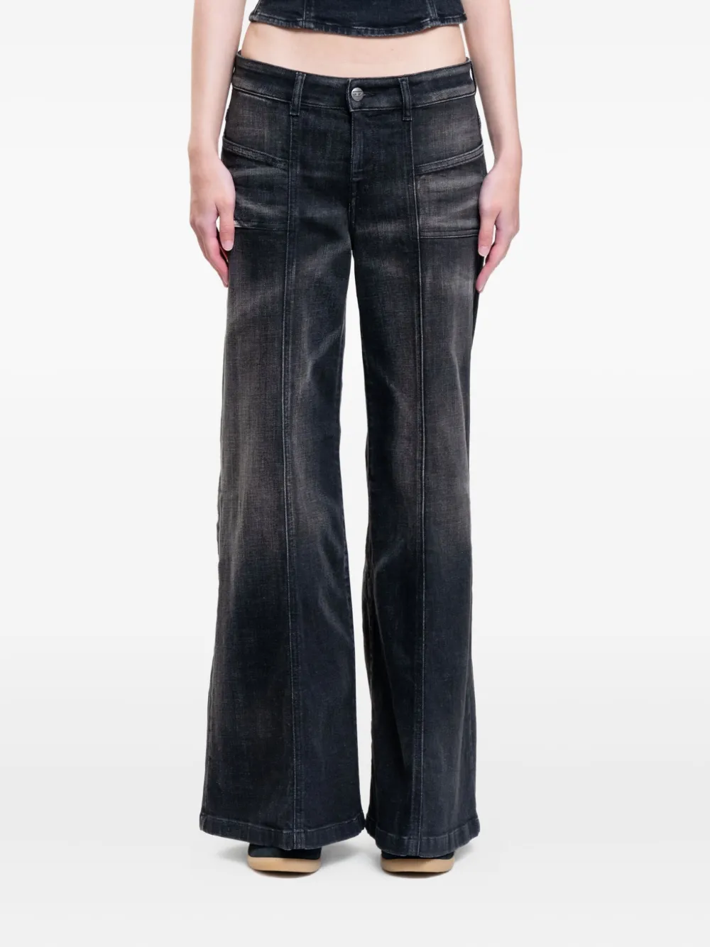 Diesel Jeans met wijde pijpen Zwart