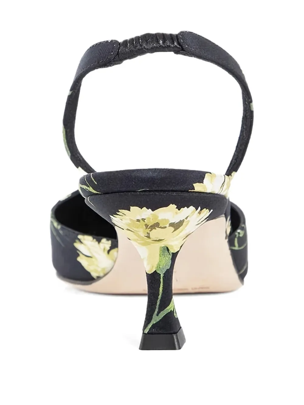 Manolo Blahnik 50 mm Carolyne slingback pumps met bloemenprint Zwart
