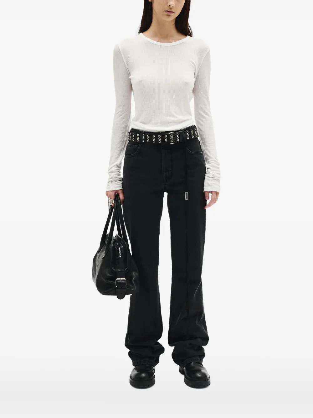 Ann Demeulemeester Fiene ribbed long-sleeve top - Bianco