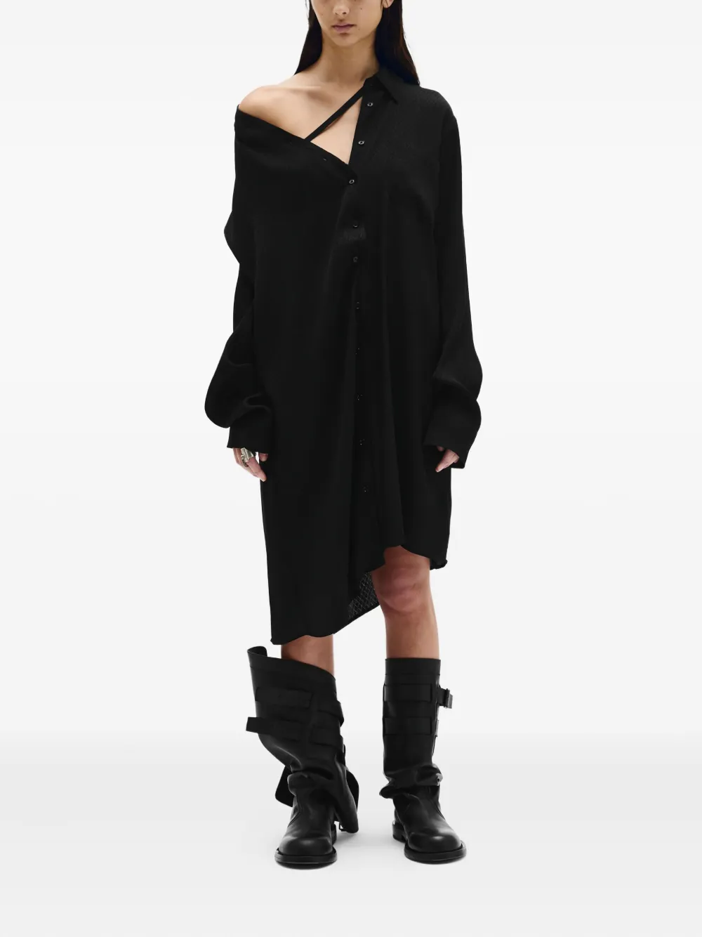 Ann Demeulemeester Halina drop-shoulder shirt dress - Zwart