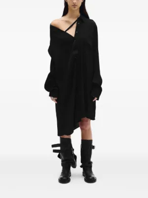 ANN DEMEULEMEESTER アシンメトリー ワンピース ブラック 34 ANN DEMEULEMEESTER アシンメトリー ワンピース ブラック 34
