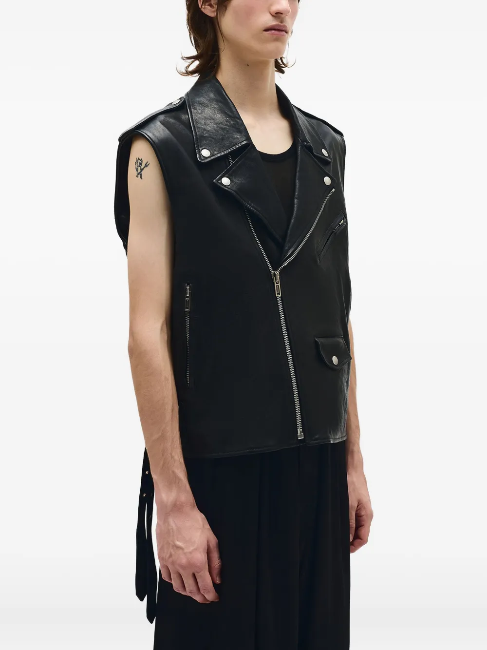 Ann Demeulemeester Faltin mouwloos bikerjack Zwart