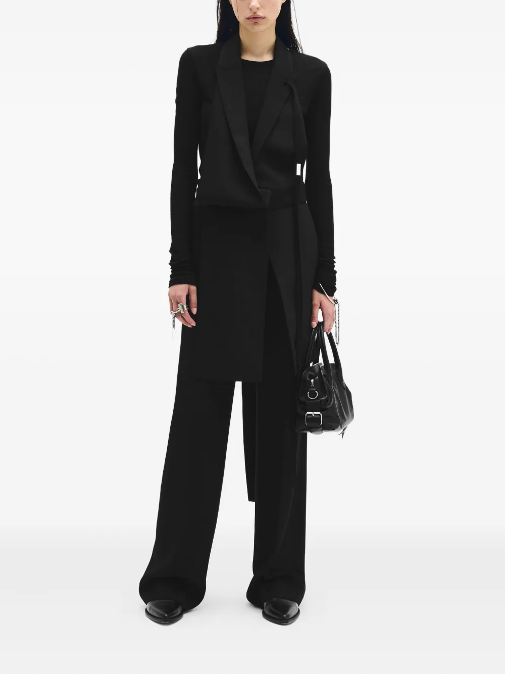 Shop Ann Demeulemeester Fiene Long-sleeve Ribbed Top