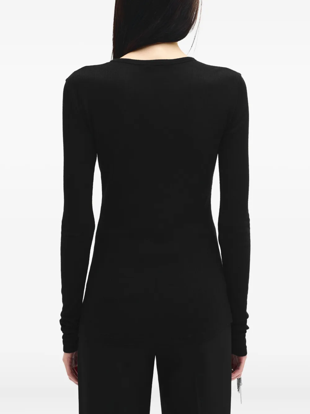 Shop Ann Demeulemeester Fiene Long-sleeve Ribbed Top