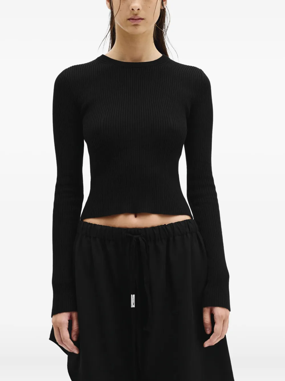 ANN DEMEULEMEESTER KATI CROPPED RIBBED T-SHIRT