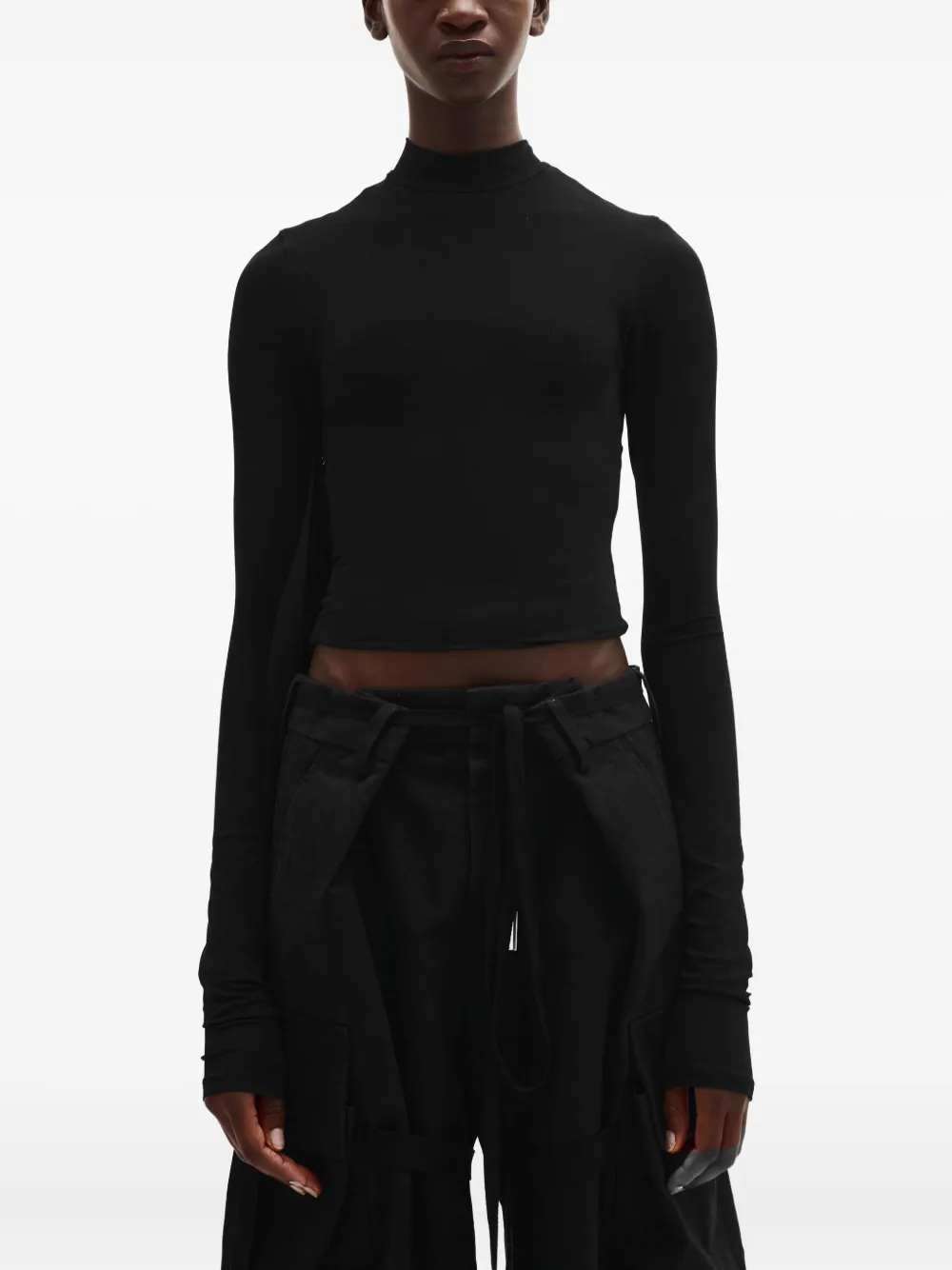 Ann Demeulemeester Wivan cropped long-sleeve fitted top | Black | Image 1