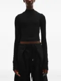 Ann Demeulemeester Wivan cropped long-sleeve fitted top - Black