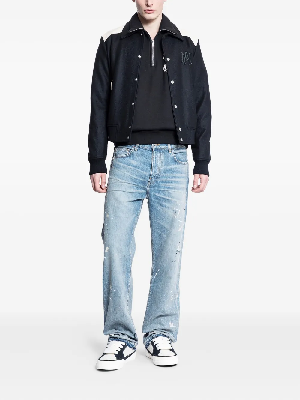 AMIRI Sweater met halve rits en grafische print - Zwart