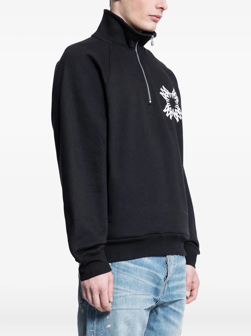 AMIRI Sweater met halve rits en grafische print Zwart