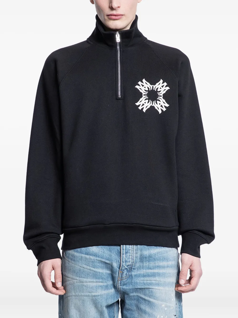 AMIRI graphic-print half-zip sweatshirt | Black | Image 1