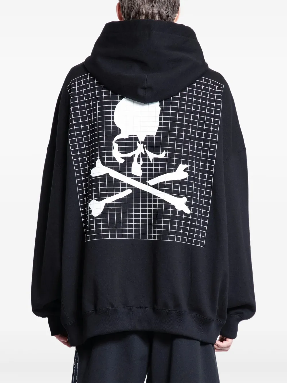 Mastermind Japan Grid-motif Long-sleeve Hoodie In Black