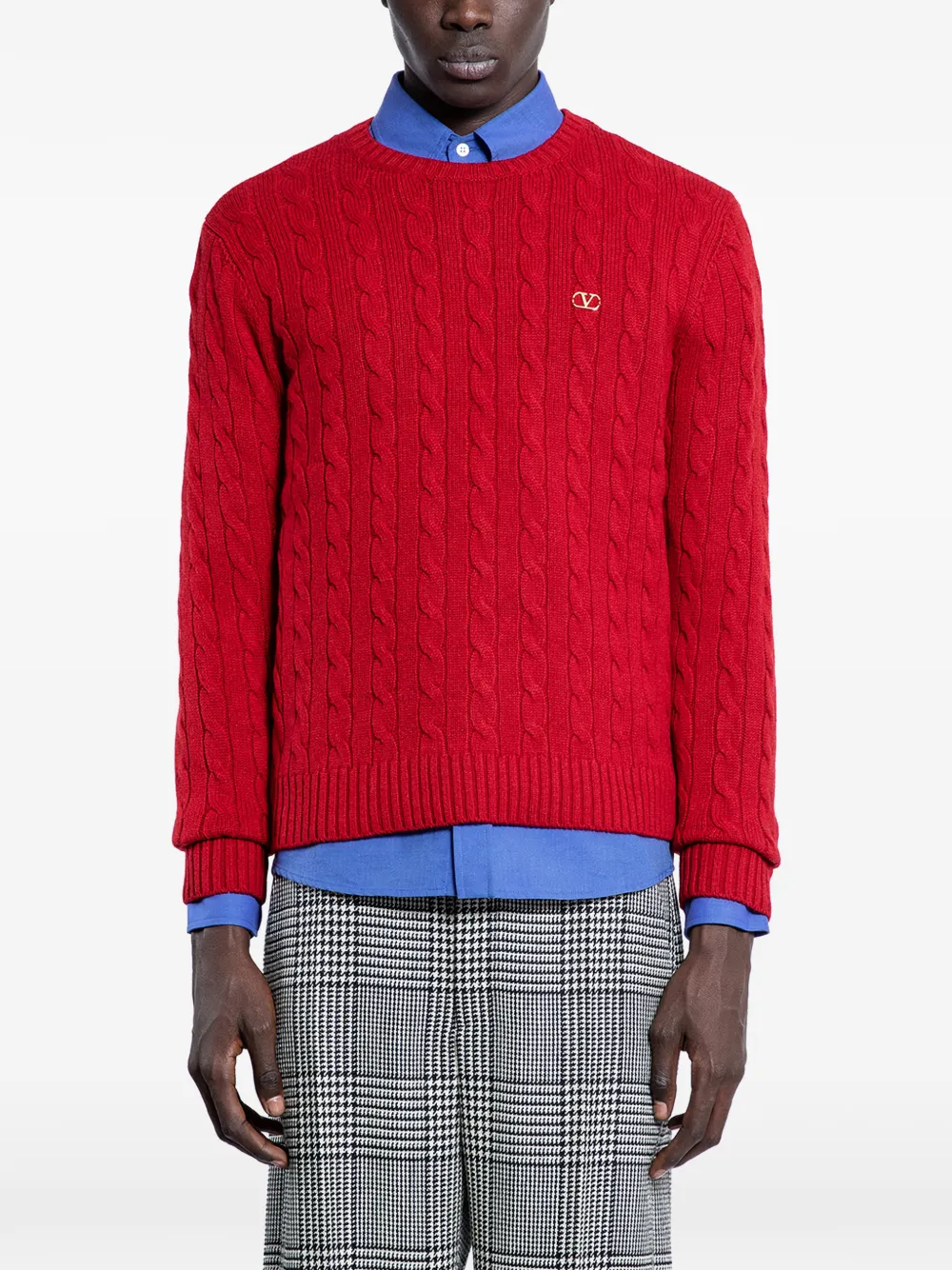 Valentino Garavani vlogo cable-knit sweater - Rosso