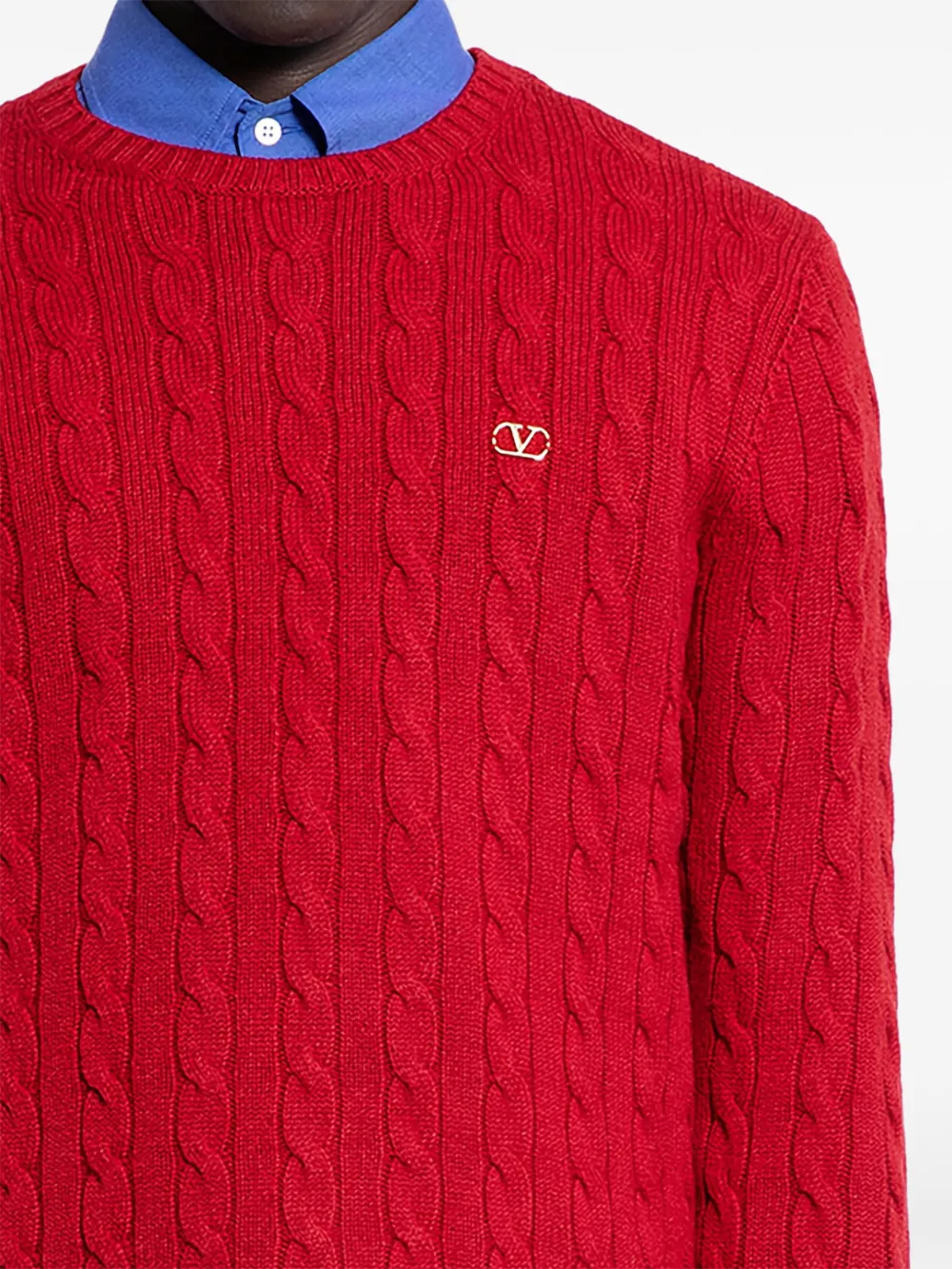 Valentino Garavani vlogo cable-knit sweater - Rood