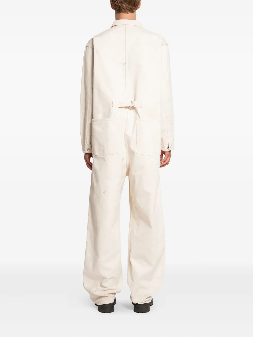Taiga Takahashi Paint-splatter Cotton Jumpsuit In Neutral