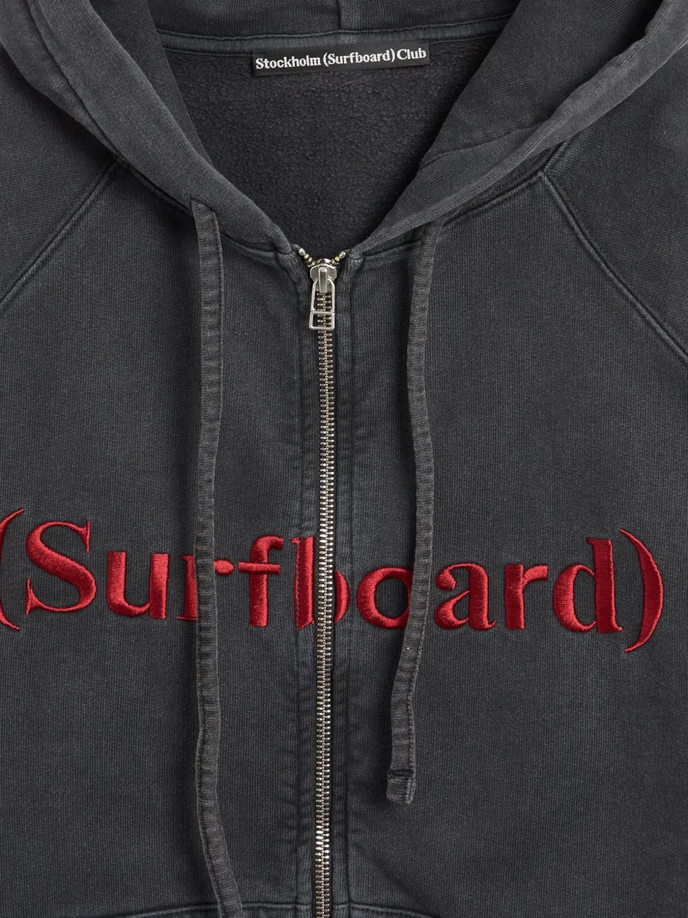 Stockholm Surfboard Club Ace Embroidered zip-up Hoodie | Black