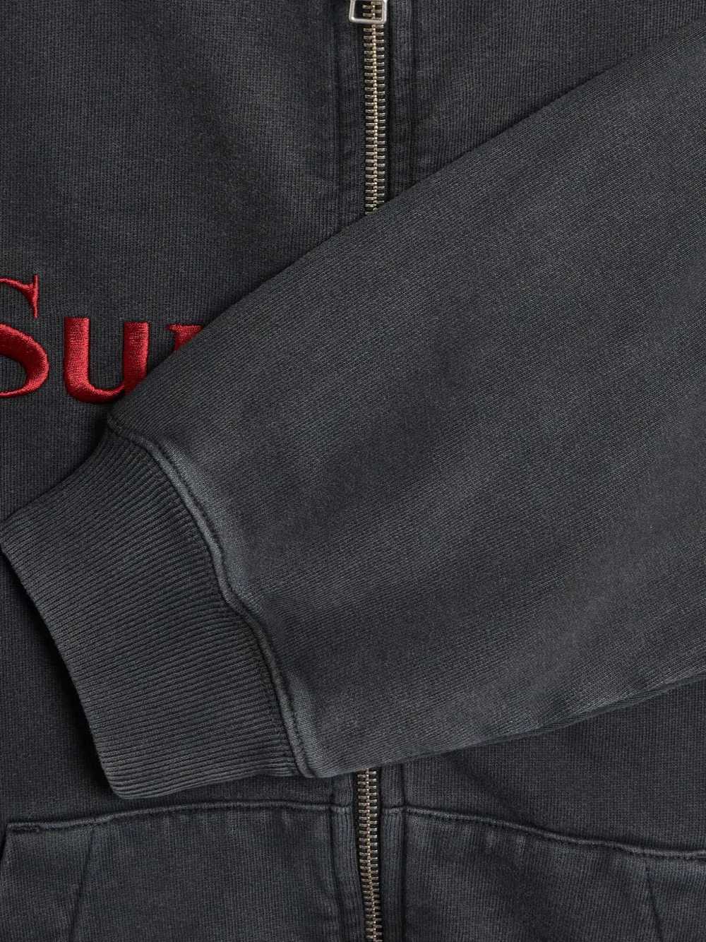 Stockholm Surfboard Club Ace hoodie met borduurwerk en rits Zwart