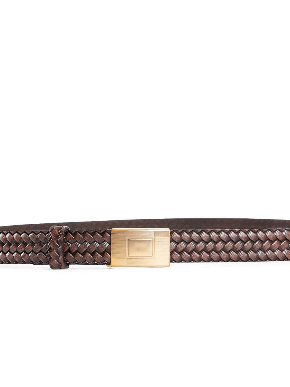TAIGA TAKAHASHI basketweave pattern belt - Bruin