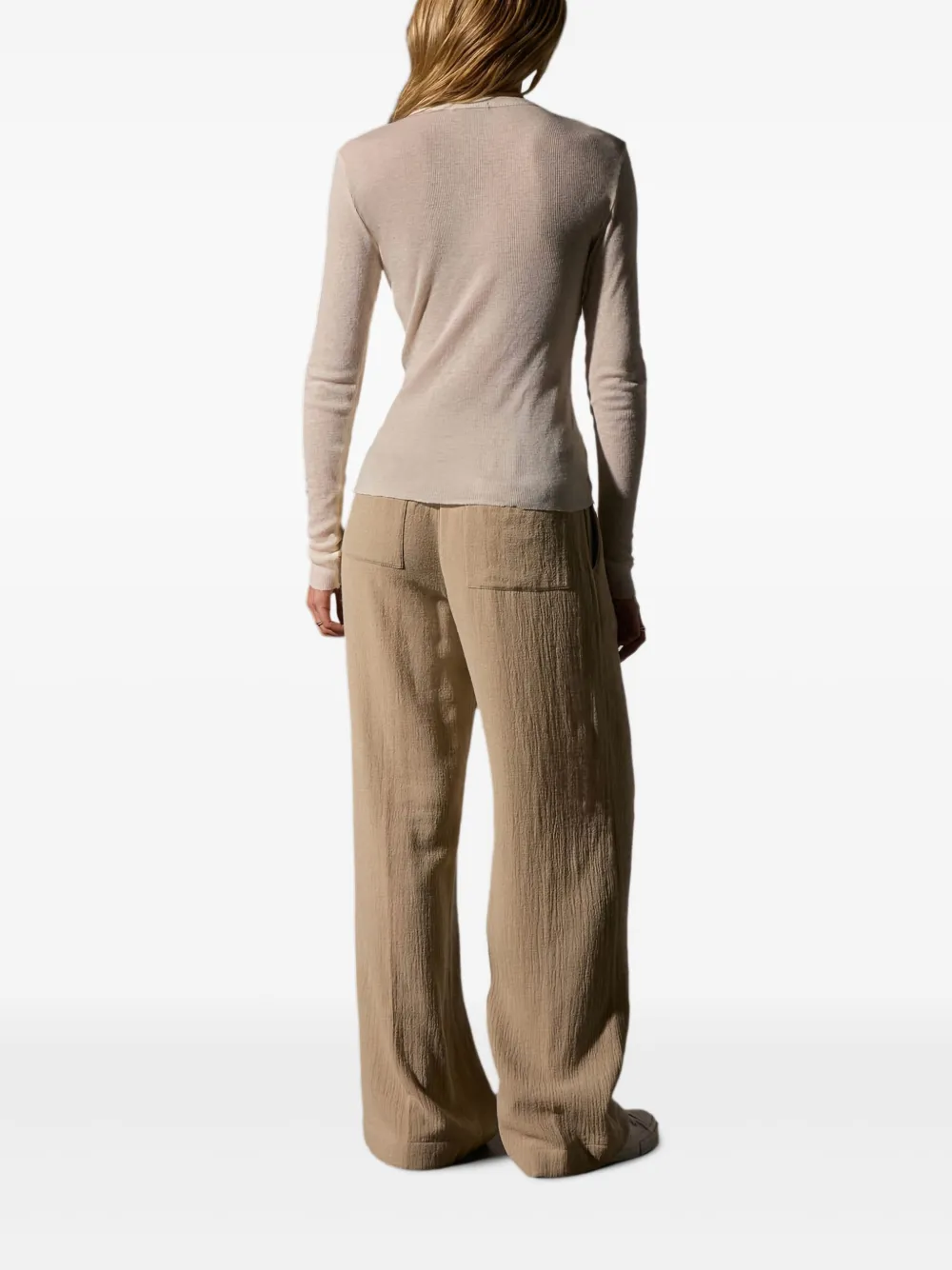 James Perse T-shirt met V-hals Beige