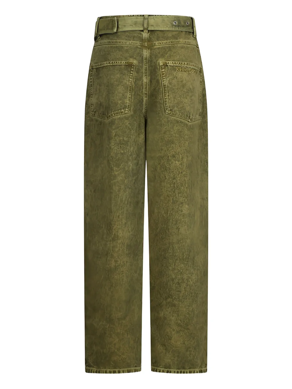 Khrisjoy belted acid-wash trousers - Groen