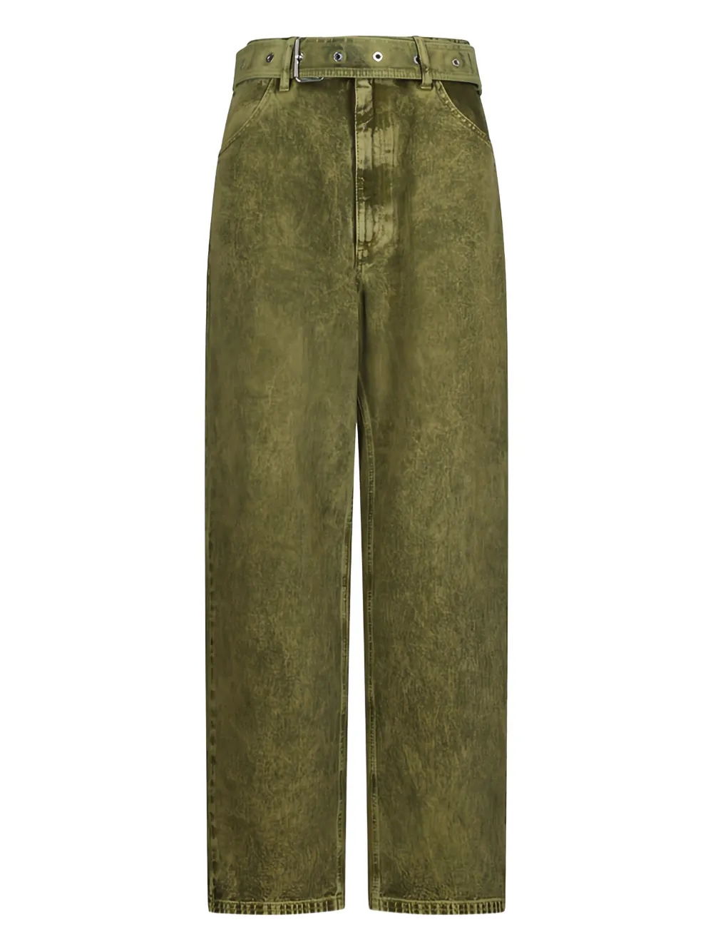 belted acid-wash trousers