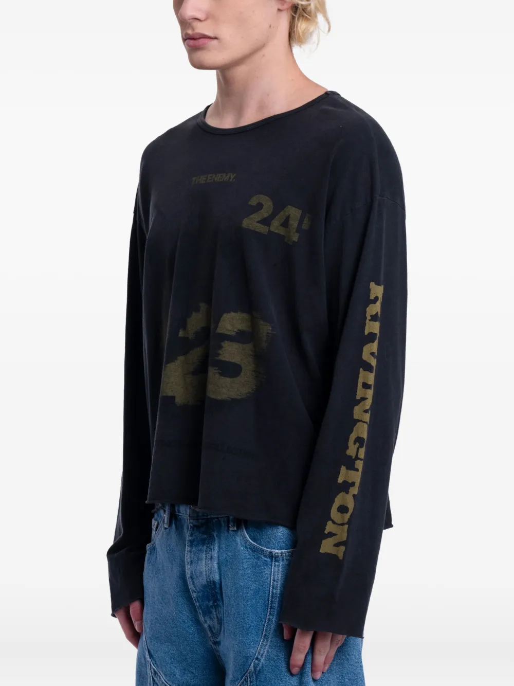RRR123 Inri Enemy LS Vintage T-Shirt - Zwart