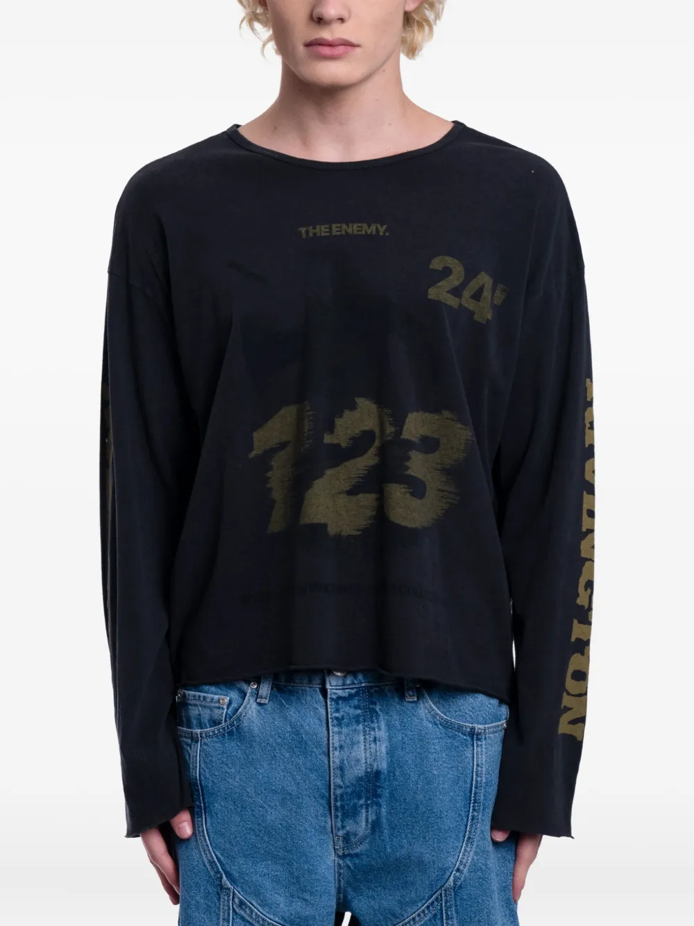 RRR123 Inri Enemy LS Vintage T-Shirt | Black | Image 1