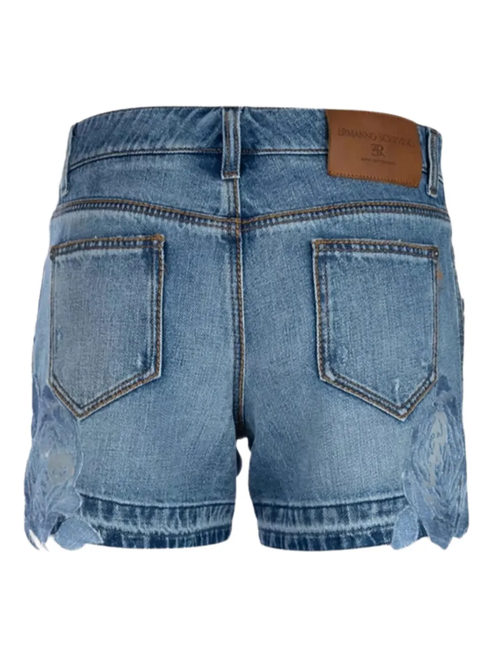 Ermanno Scervino Denim shorts met bloemendetail Blauw