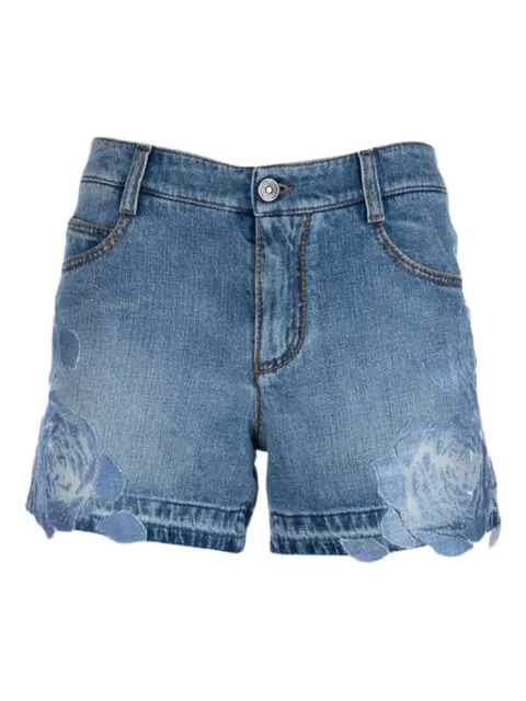 Ermanno Scervino shorts de mezclilla con detalle floral