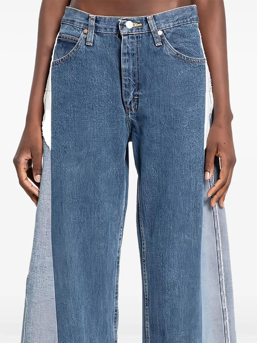 E.L.V DENIM Jeans met franje en vlakken - Blauw