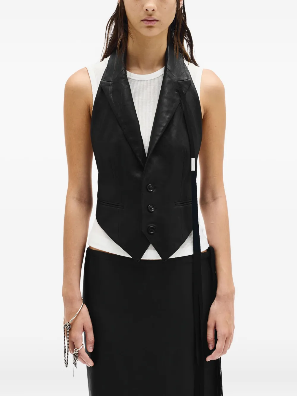 Ann Demeulemeester Zipora leather waistcoat | Black | Image 1