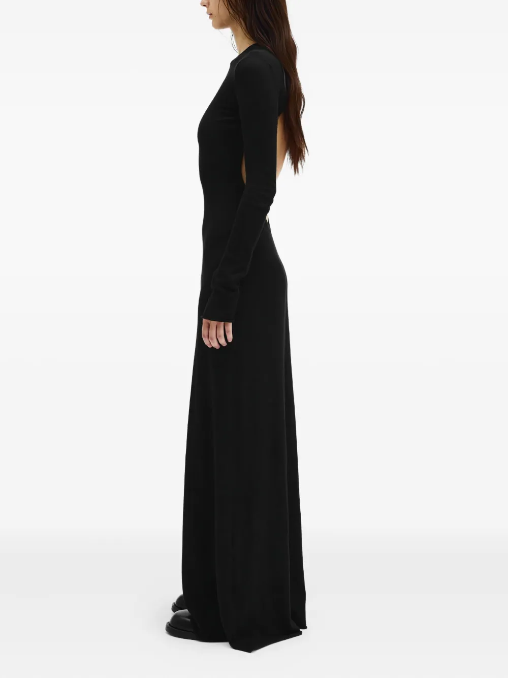 Ann Demeulemeester Eva long-sleeve cut-out maxi dress - Zwart