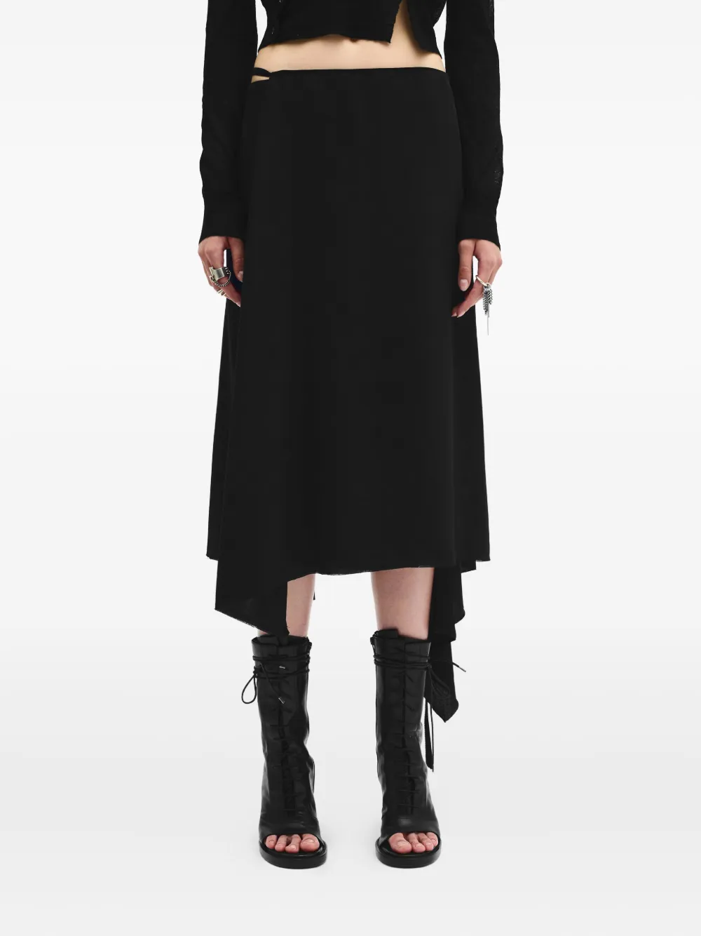 Ann Demeulemeester Ylva midi wrap skirt - Zwart