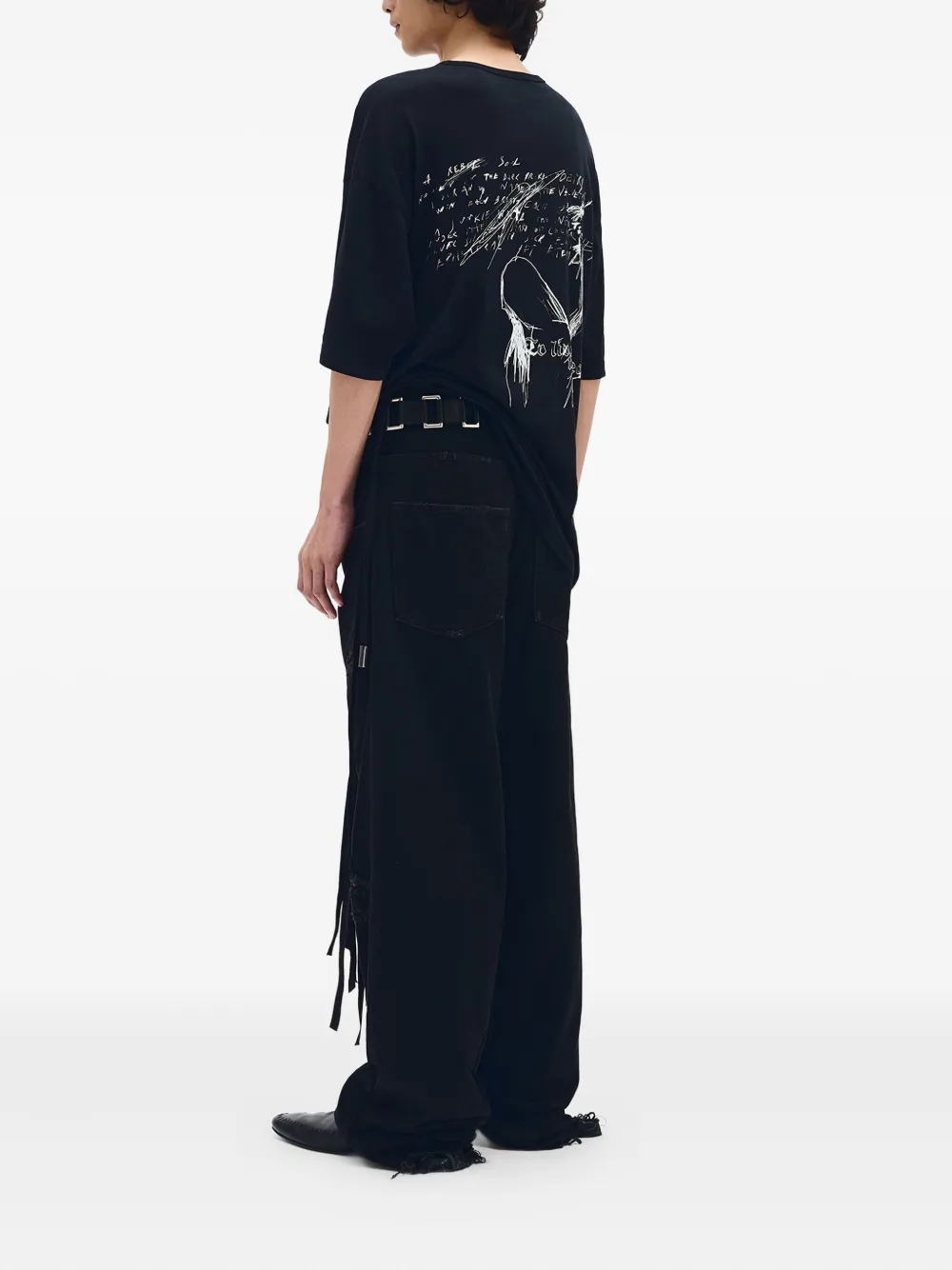 Ann Demeulemeester Sketchbook-print T-shirt - Zwart