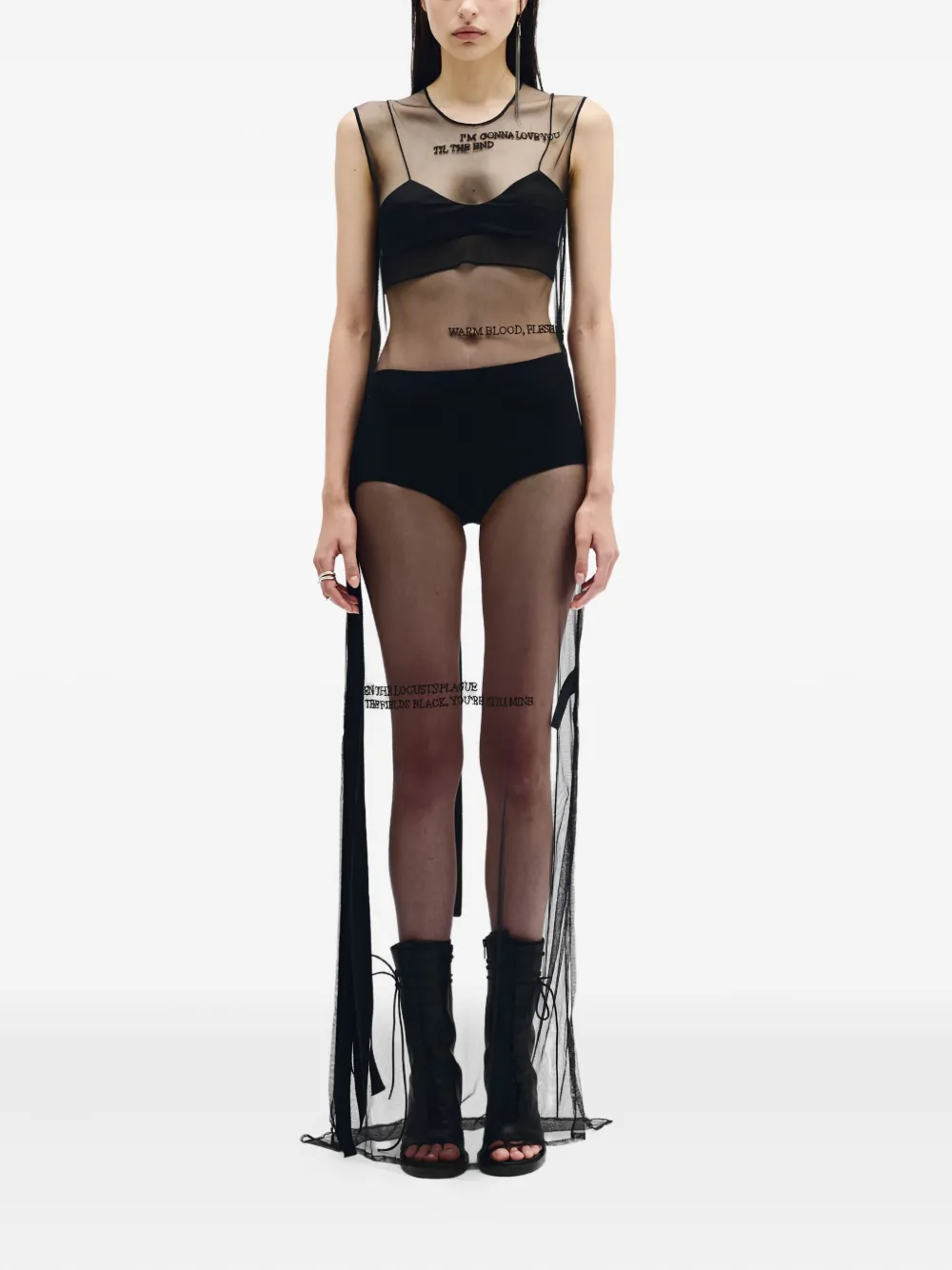 Ann Demeulemeester Seda Till the End semi-sheer mesh maxi dress | negro | Image 1