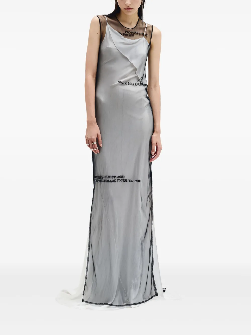 Ann Demeulemeester Seda Till the End semi-sheer mesh maxi dress - Zwart