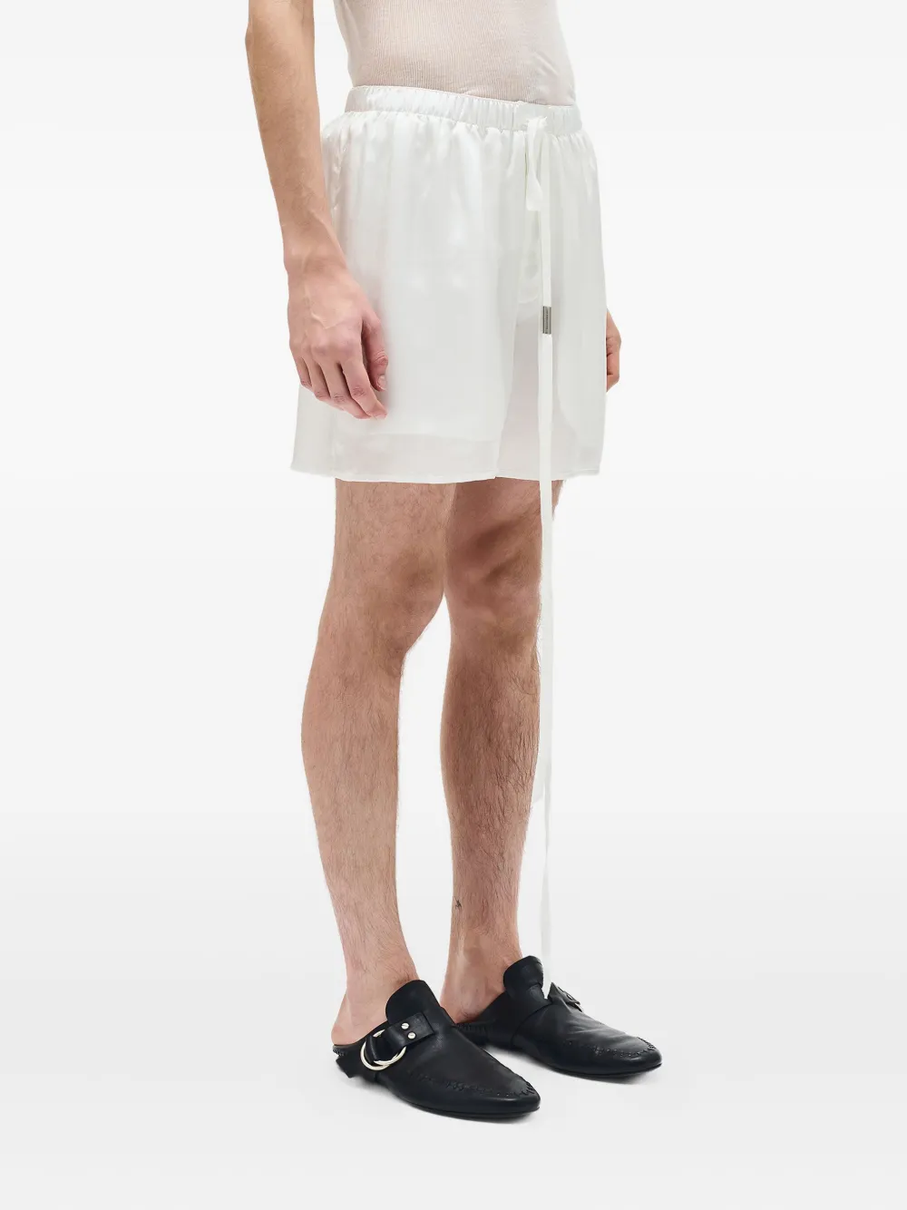 Ann Demeulemeester Doorzichtige shorts met trekkoord Wit