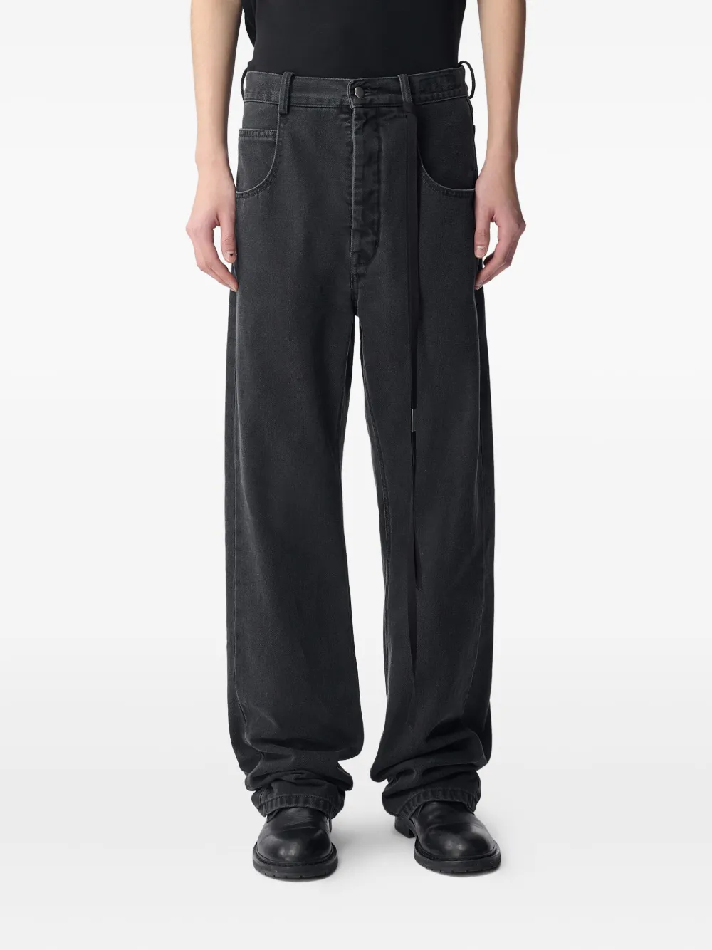 Ann Demeulemeester drawstring-detail jeans | Grey | Image 1
