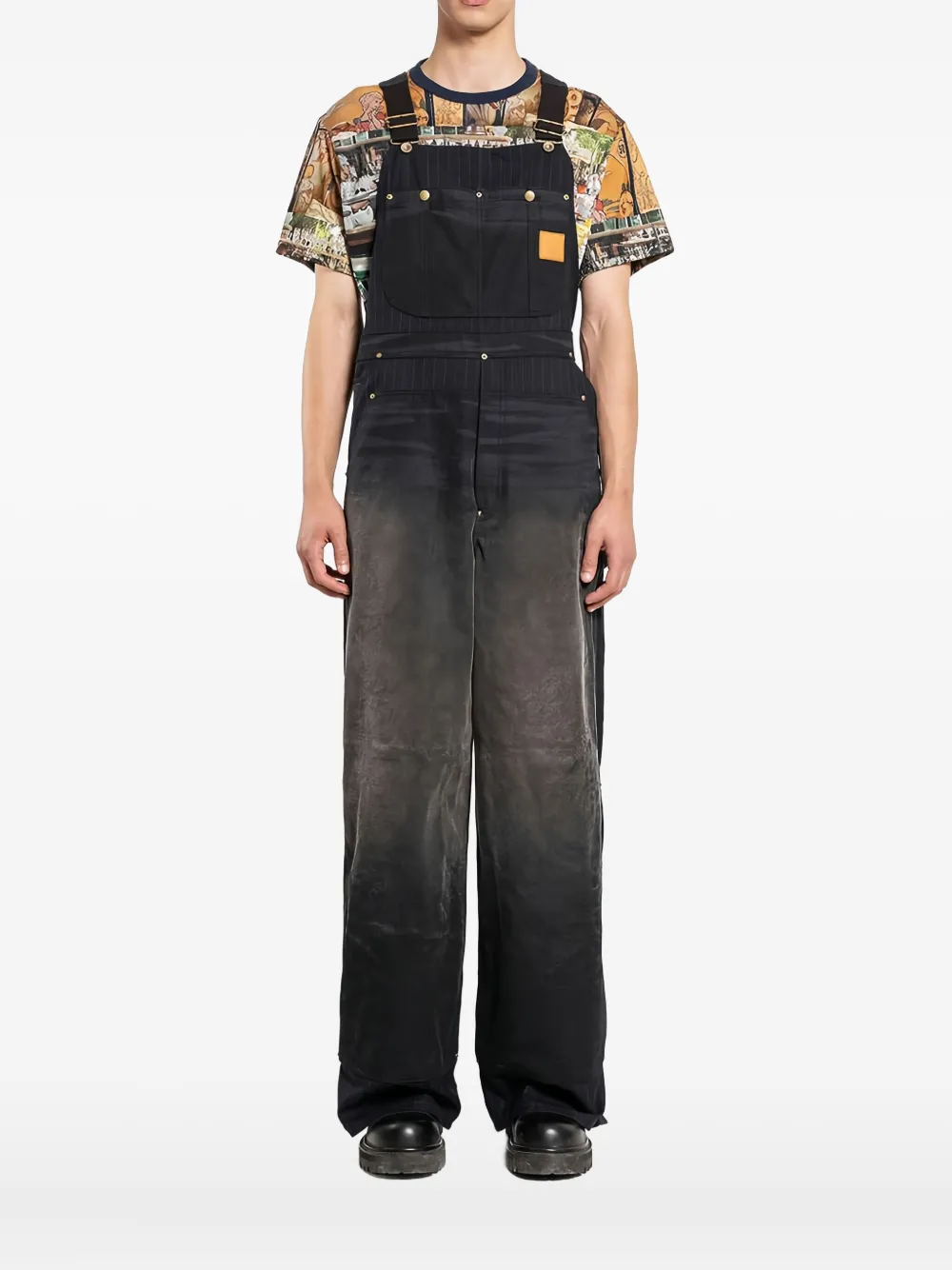 Khoki Pinstripe-detail Faded Jumpsuit In Multi