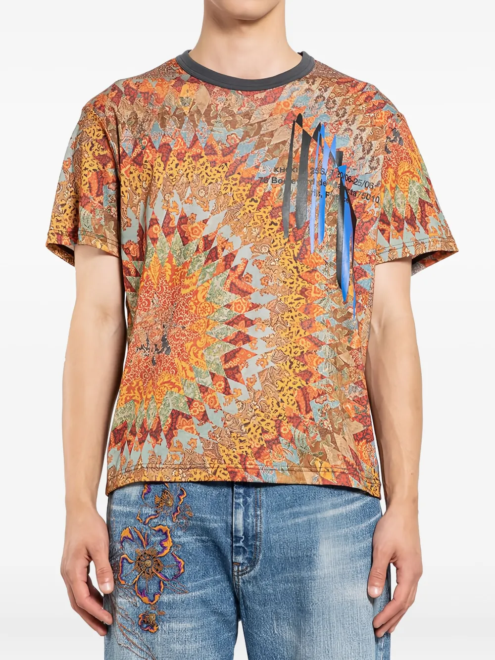 KHOKI T-shirt met patchwork - Oranje