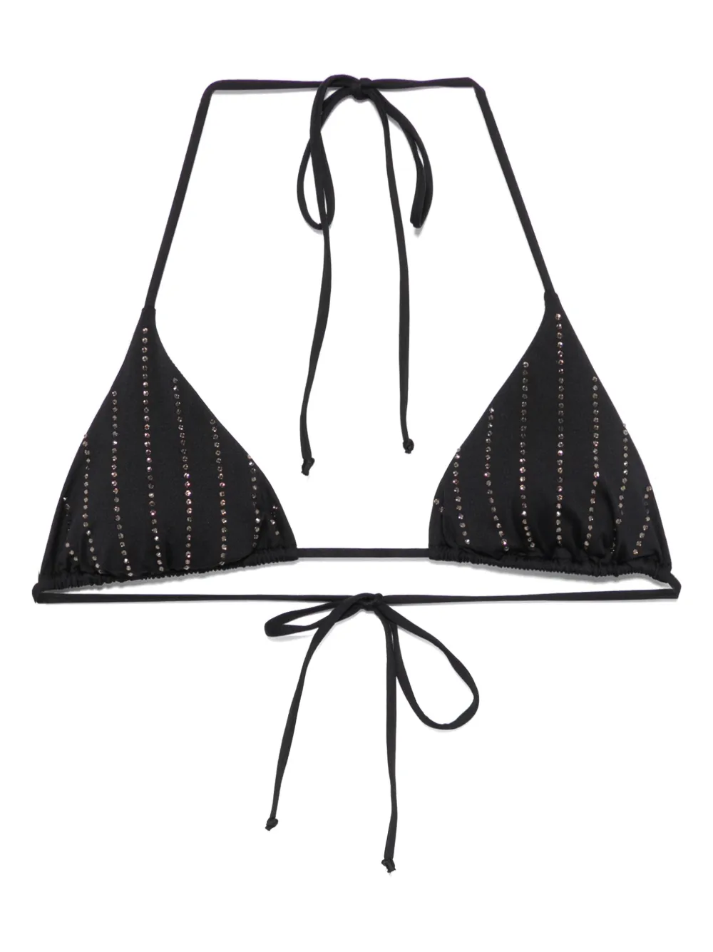 Mc2 Saint Barth Rhinestone-embellished Bikini Top In Black