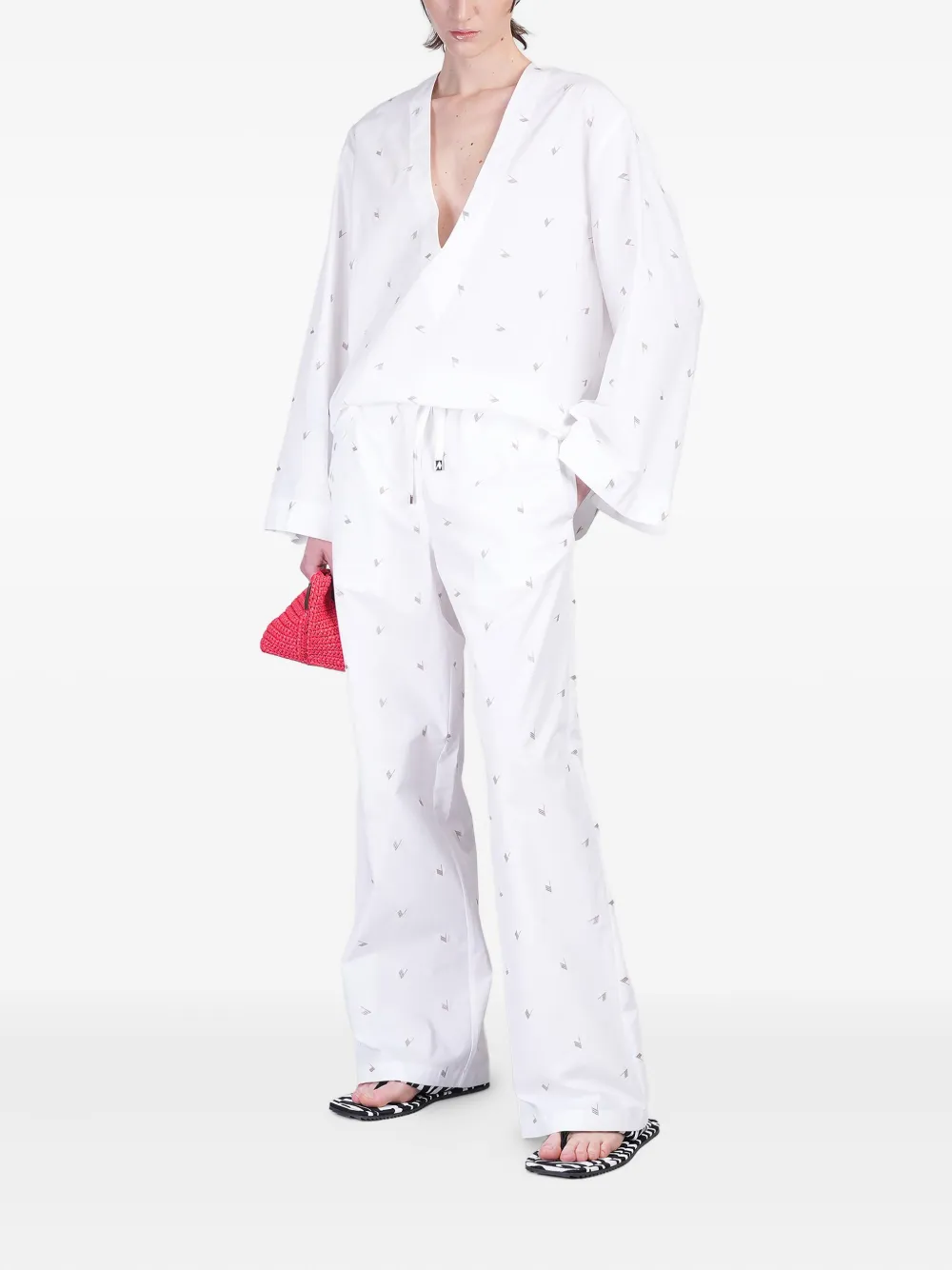 The Attico Broek met geborduurd logo - Wit
