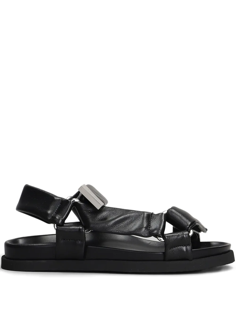 The Attico Salinas leather flat sandals Black