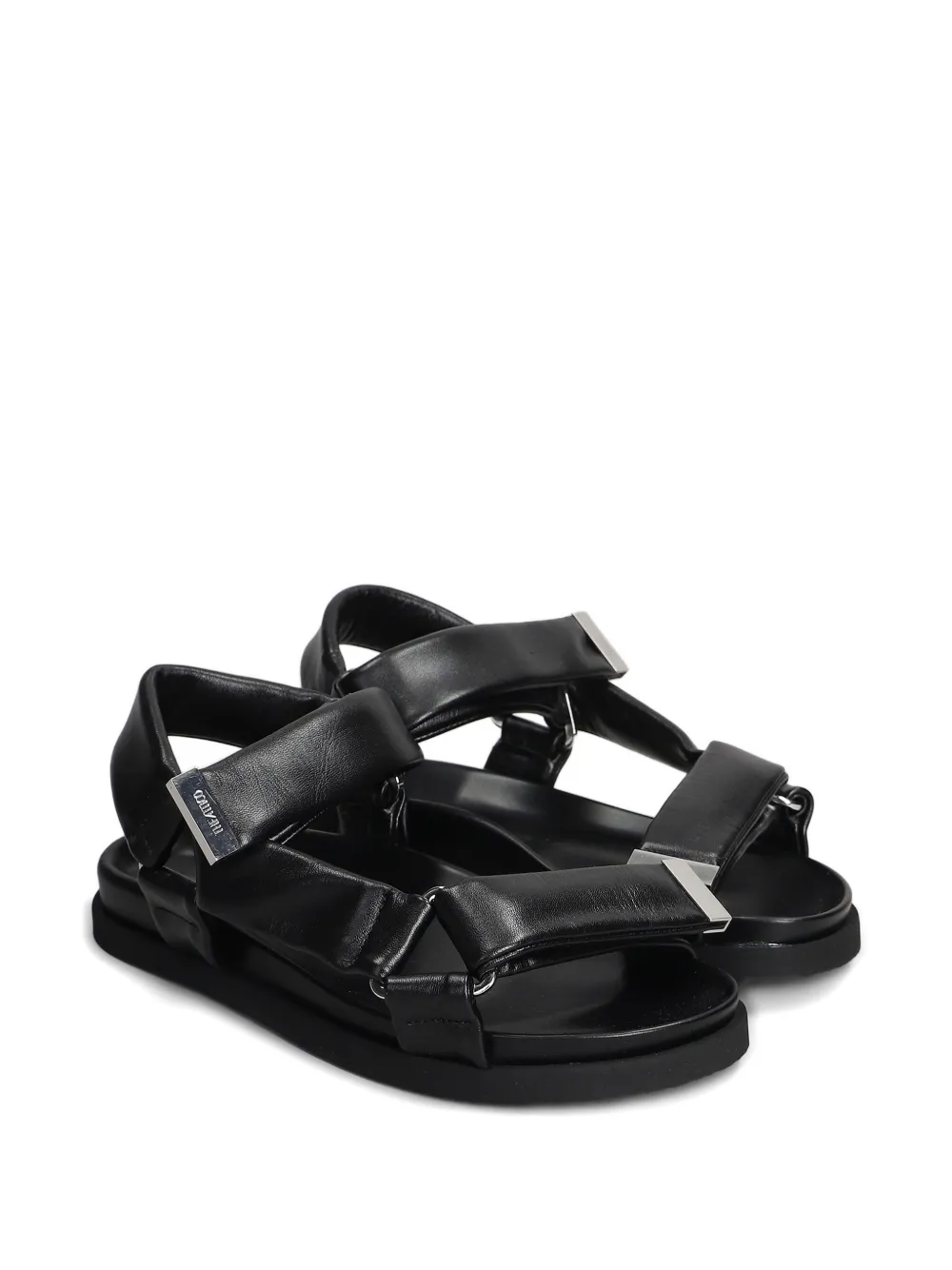 The Attico Salinas leather flat sandals Black