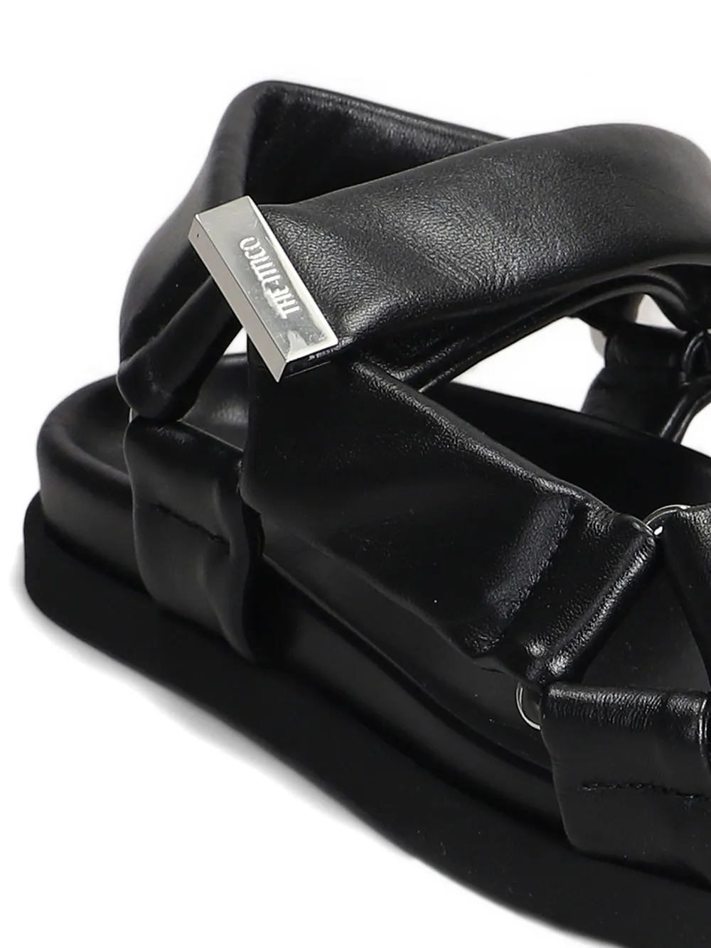 The Attico Salinas leather flat sandals Black