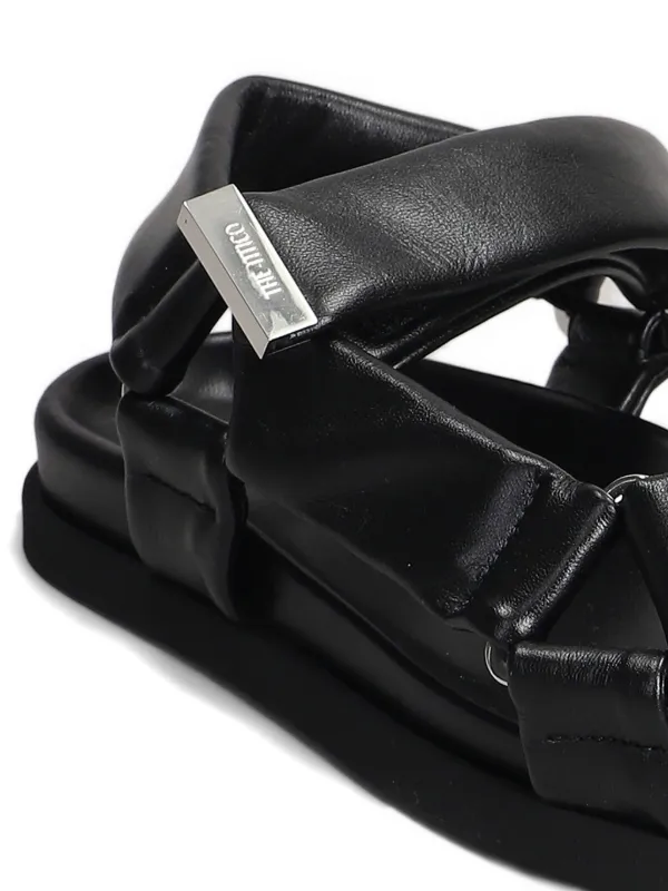 The Attico Salinas Leather Flat Sandals | Black | FARFETCH UZ