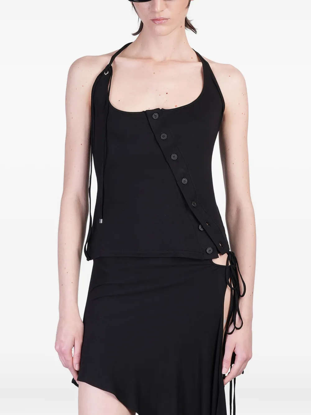 The Attico button-detail asymmetrical top | Black | Image 1