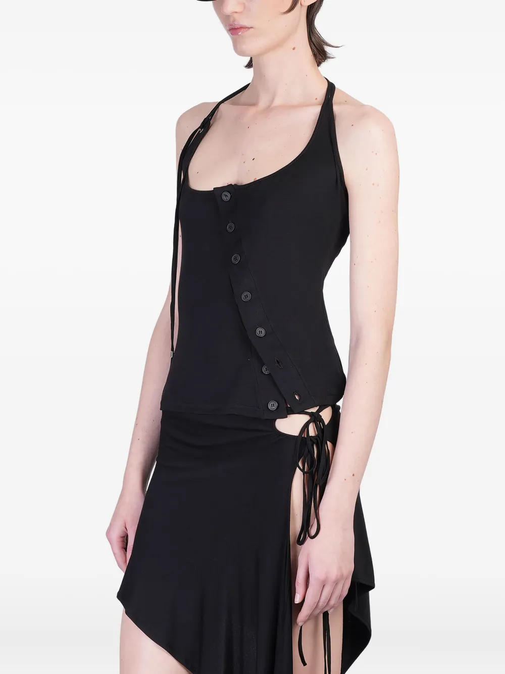 The Attico Asymmetrische top met knoopdetail Zwart