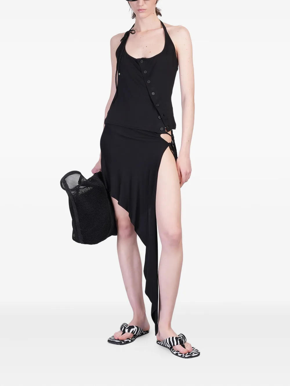 The Attico Rok met asymmetrische afwerking - Zwart